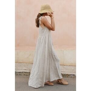 Beachwood Baby The Cleo Dress Moon Linen Maxi Dress Size Large